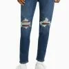 BERSHKA RIPPED CARROT FIT - Slim Fit Jeans